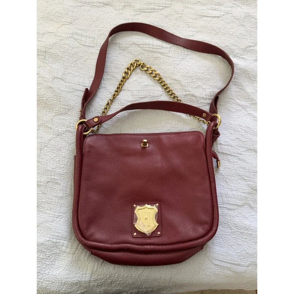 J.W.‎ Hulme Co. Womens Burgundy Leather Inner Pockets Crossbody Bag Editor